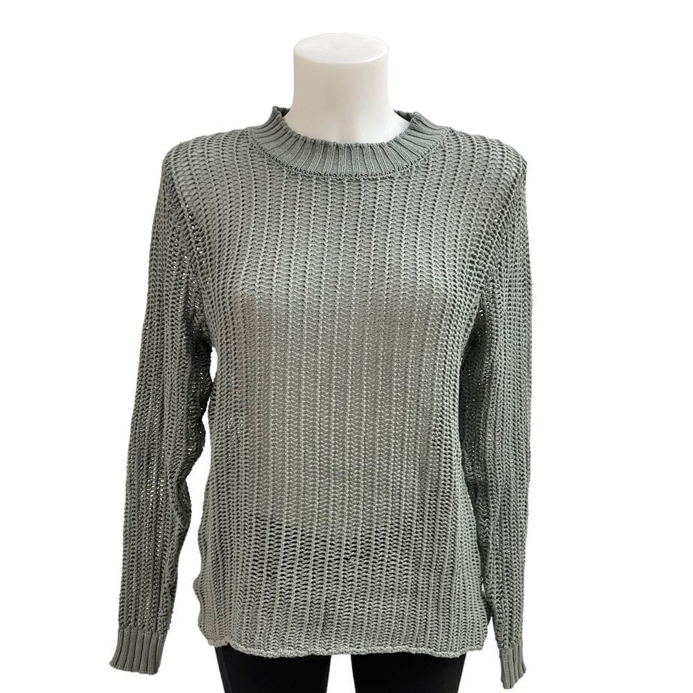 FRAME‎ DENIM Open Chunky Knit Sweater in Sage Green size XS 100% cotton